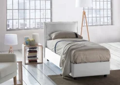 Letto una piazza contenitore bianco 95x215cm comodo - Azzurrino
