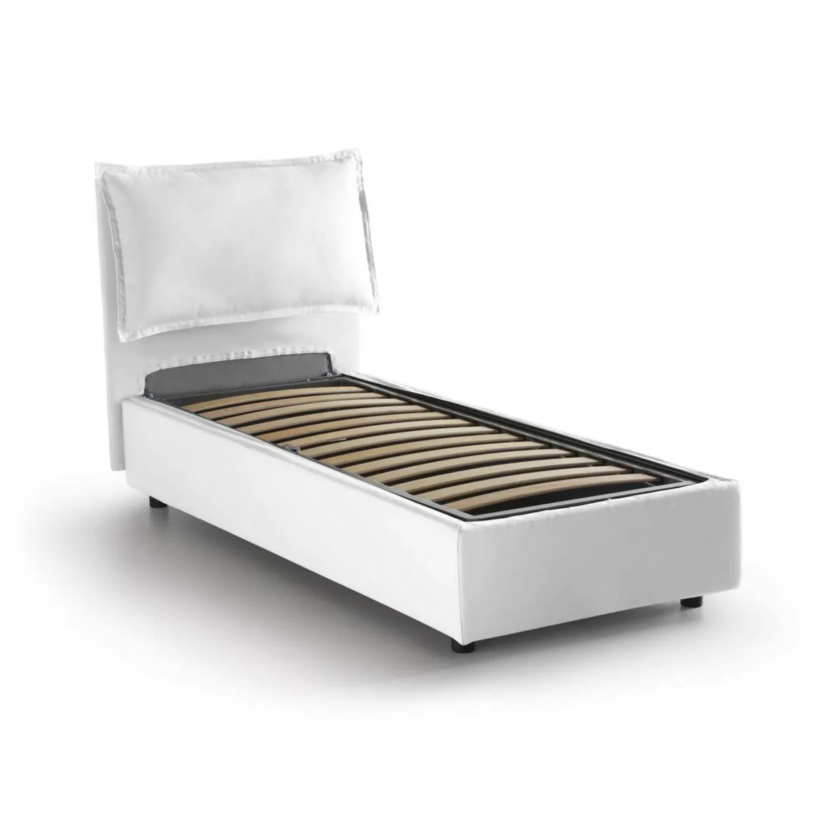 Letto una piazza contenitore bianco 95x215cm design - Ancara