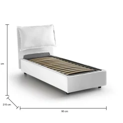 Letto una piazza contenitore bianco 95x215cm design - Ancara