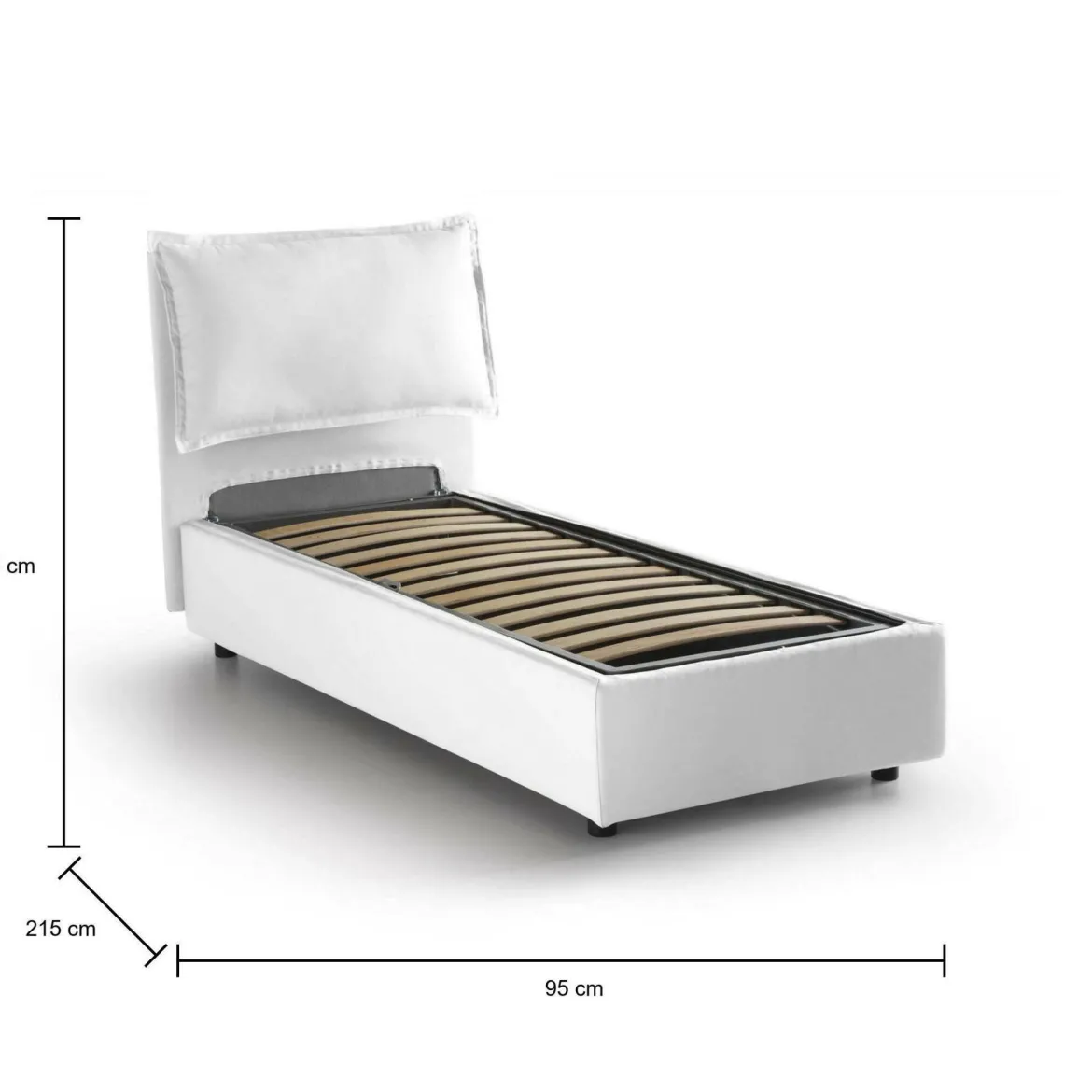 Letto una piazza contenitore bianco 95x215cm design - Ancara