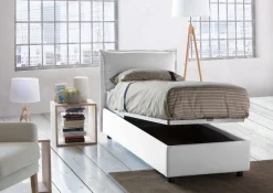 Letto una piazza contenitore bianco 95x215cm design - Ancara