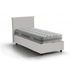 Letto una piazza contenitore bianco 95x215cm rivestimento in ecopelle - Domnitor
