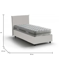Letto una piazza contenitore bianco 95x215cm rivestimento in tessuto - Avova