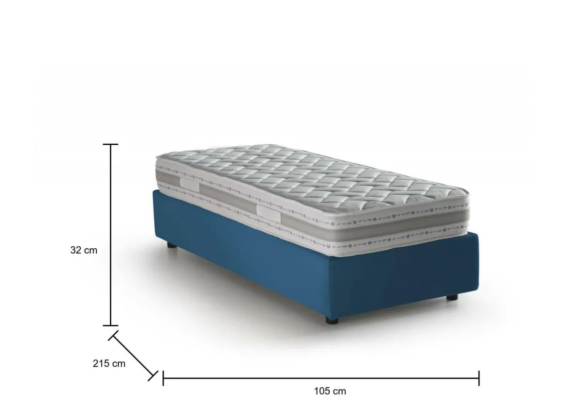 Letto una piazza contenitore blu 105x215cm sfoderabile - Arzon
