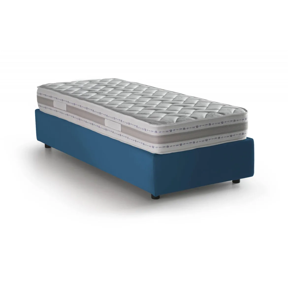 Letto una piazza contenitore blu 95x215cm sfoderabile - Ava
