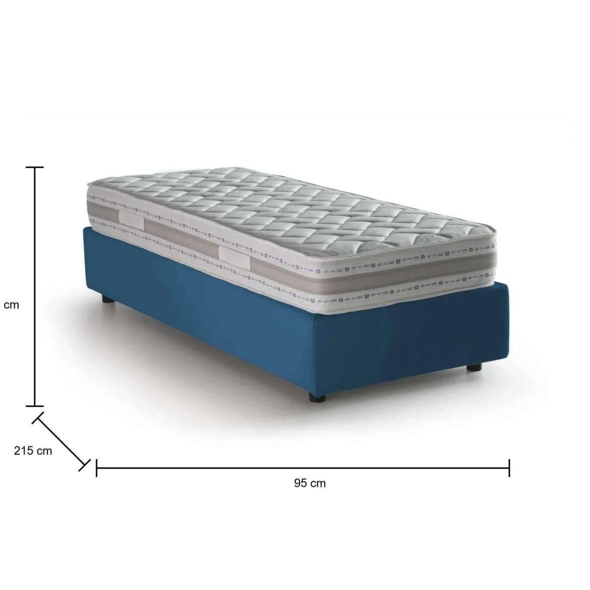 Letto una piazza contenitore blu 95x215cm sfoderabile - Ava