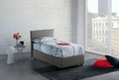 Letto una piazza contenitore grigio 95x215cm adatto per materasso 80x200 cm - Shana