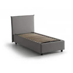 Letto una piazza contenitore grigio 95x215cm adatto per materasso 80x200 cm - Shana