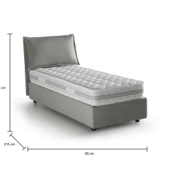 Letto una piazza contenitore grigio 95x215cm moderno - Azzurrino