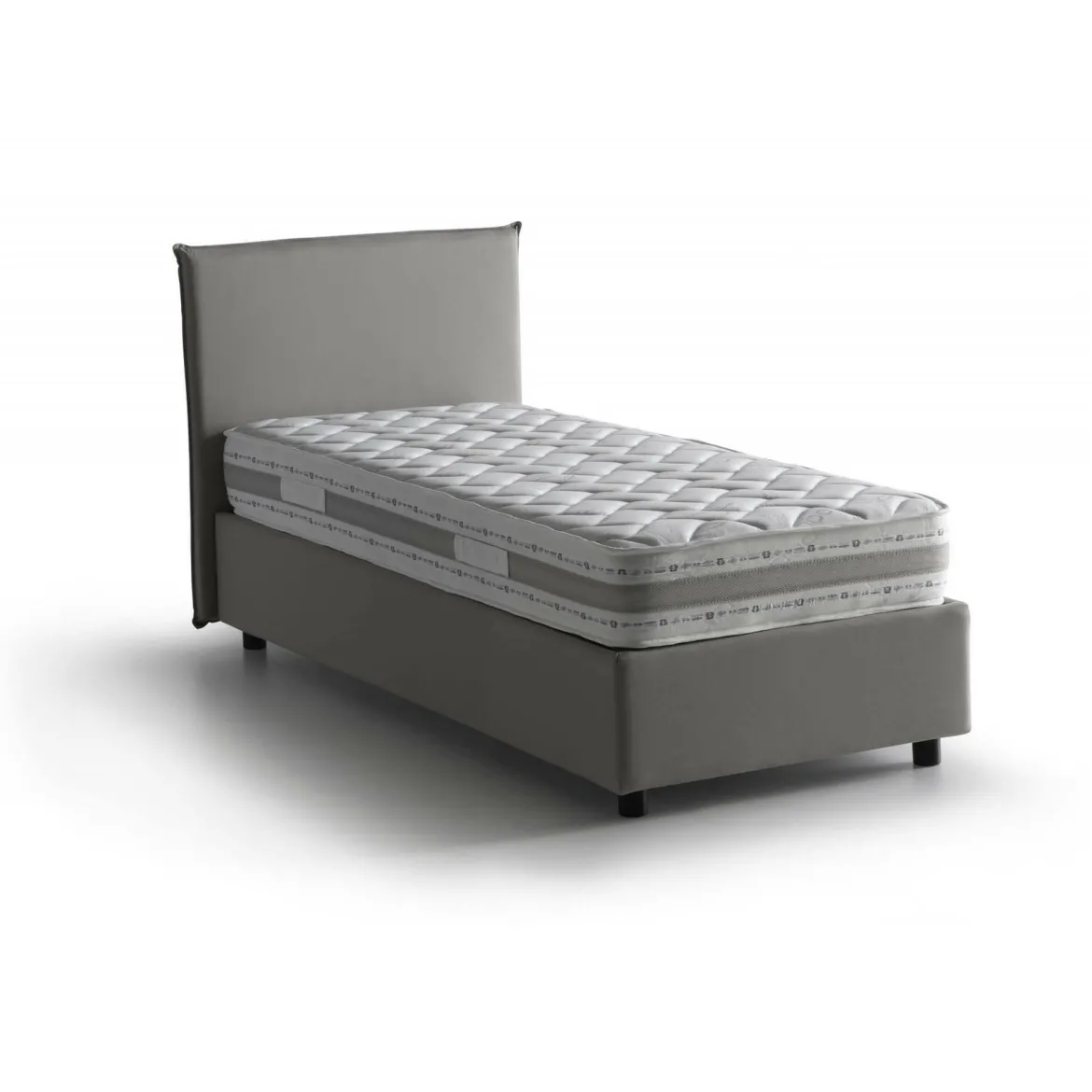 Letto una piazza contenitore grigio 95x215cm sfoderabile - Ava