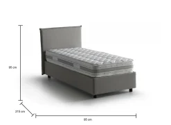 Letto una piazza contenitore grigio 95x215cm sfoderabile - Ava
