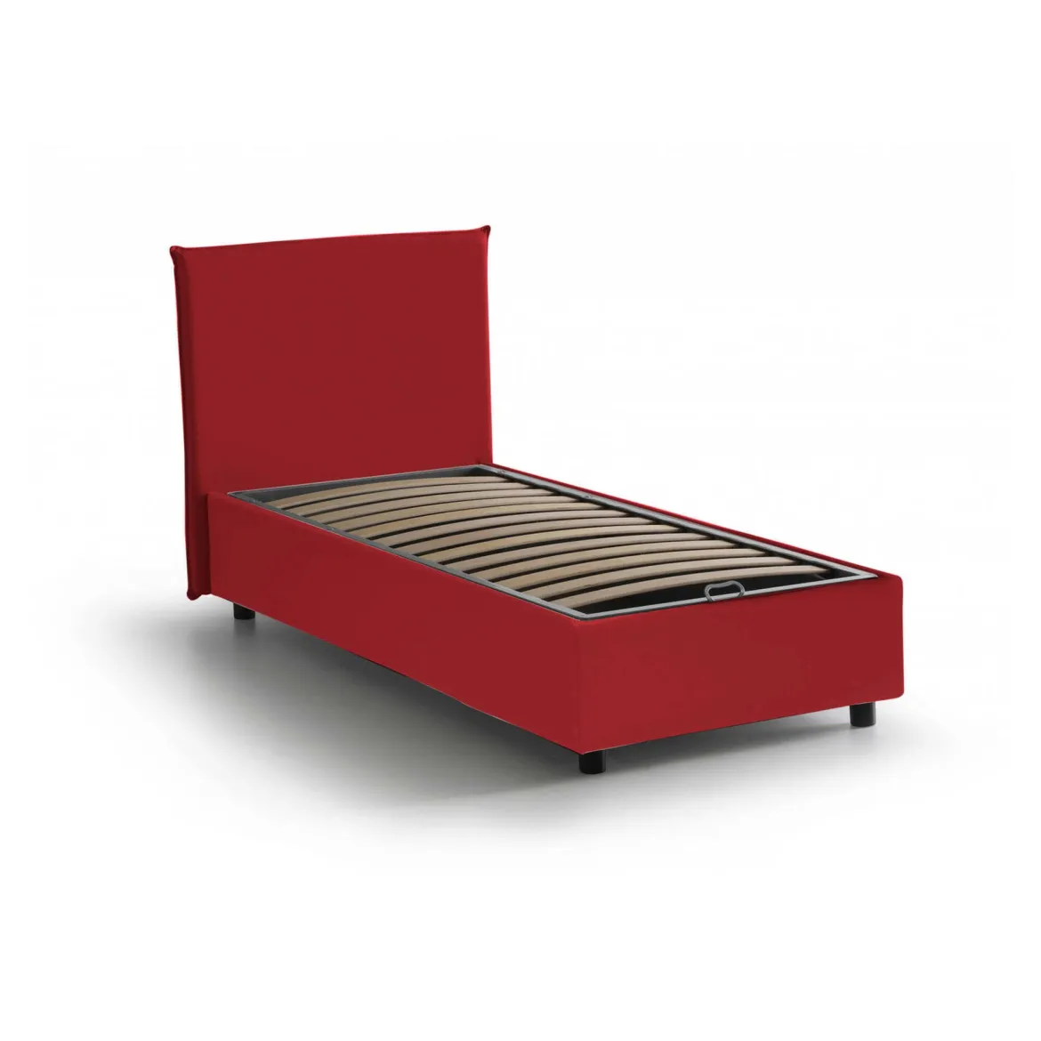 Letto una piazza contenitore rosso 105x205cm materasso incluso - Addison