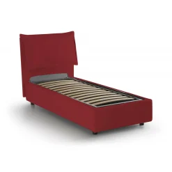 Letto una piazza contenitore rosso 105x205cm rivestimento in tessuto - Aigor