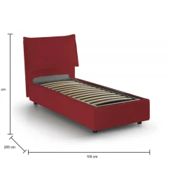 Letto una piazza contenitore rosso 105x205cm sfoderabile - Acrostico