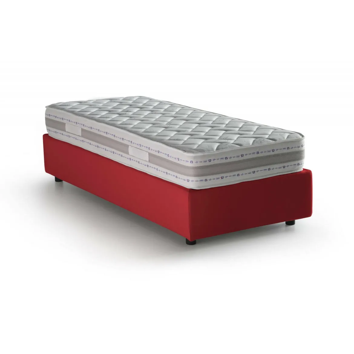 Letto una piazza contenitore rosso 105x215cm rivestimento in tessuto - Alder