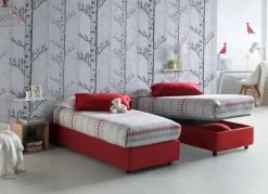 Letto una piazza contenitore rosso 105x215cm sfoderabile - Acetico