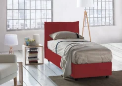 Letto una piazza contenitore rosso 95x205cm rivestimento in tessuto - Aphrodite