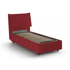 Letto una piazza contenitore rosso 95x205cm rivestimento in tessuto - Aphrodite