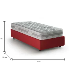 Letto una piazza contenitore rosso 95x215cm rivestimento in tessuto - Shana