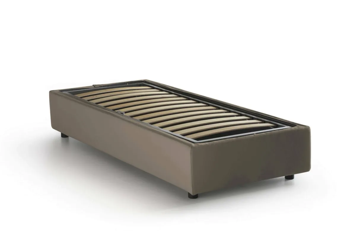 Letto una piazza contenitore tortora 105x205cm adatto per materasso 90x190 cm - Nantine