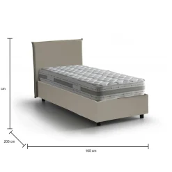 Letto una piazza contenitore tortora 105x205cm rivestimento in tessuto - Animal