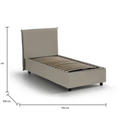 Letto una piazza contenitore tortora 105x205cm sfoderabile - Acrostico