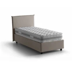 Letto una piazza contenitore tortora 105x215cm rivestimento in tessuto - Alison