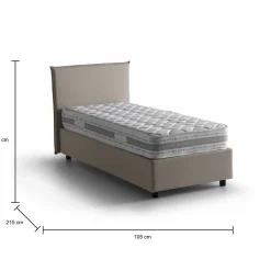 Letto una piazza contenitore tortora 105x215cm rivestimento in tessuto - Alison