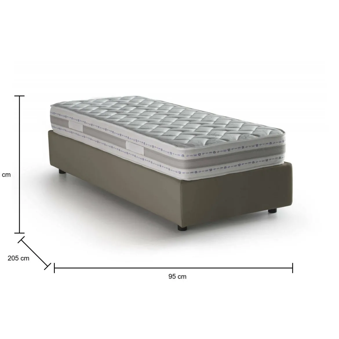 Letto una piazza contenitore tortora 95x205cm design - Andry