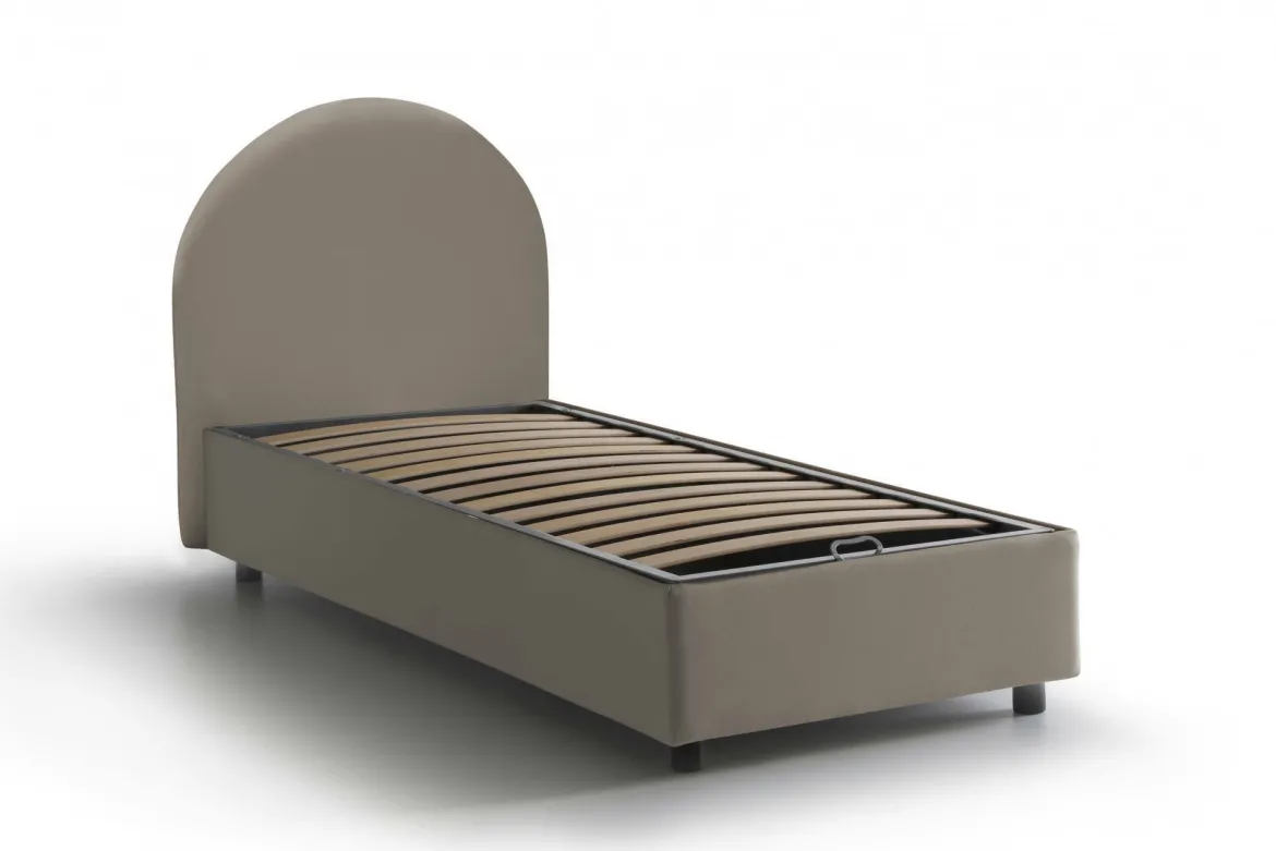 Letto una piazza contenitore tortora 95x205cm moderno - Fedra