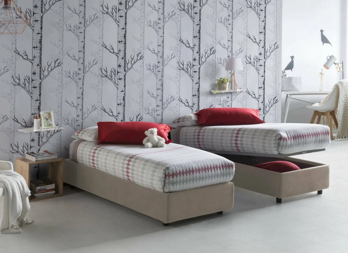 Letto una piazza contenitore tortora 95x215cm comodo - Shana