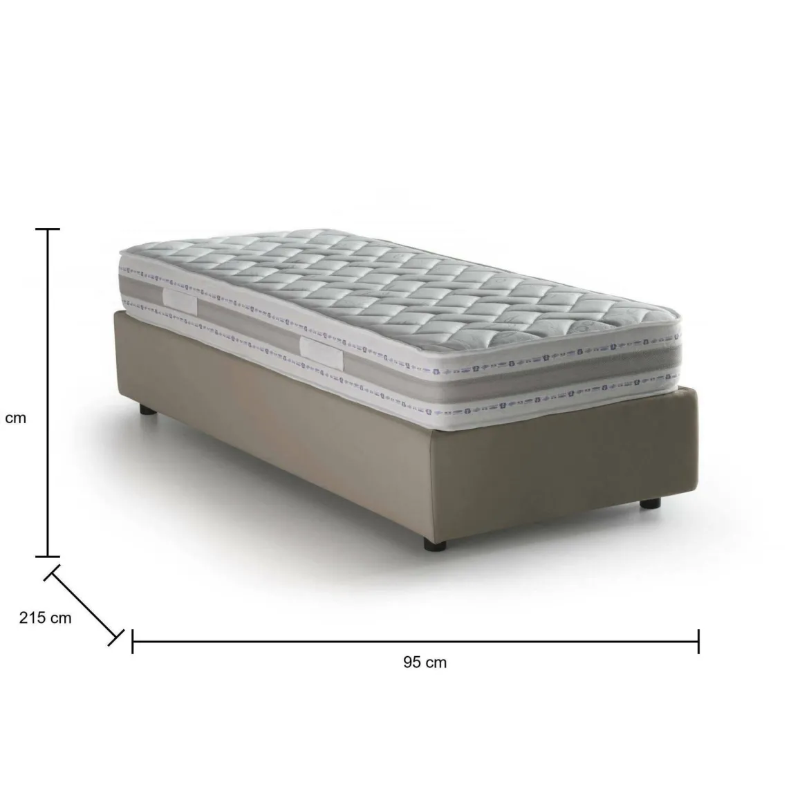 Letto una piazza contenitore tortora 95x215cm comodo - Shana