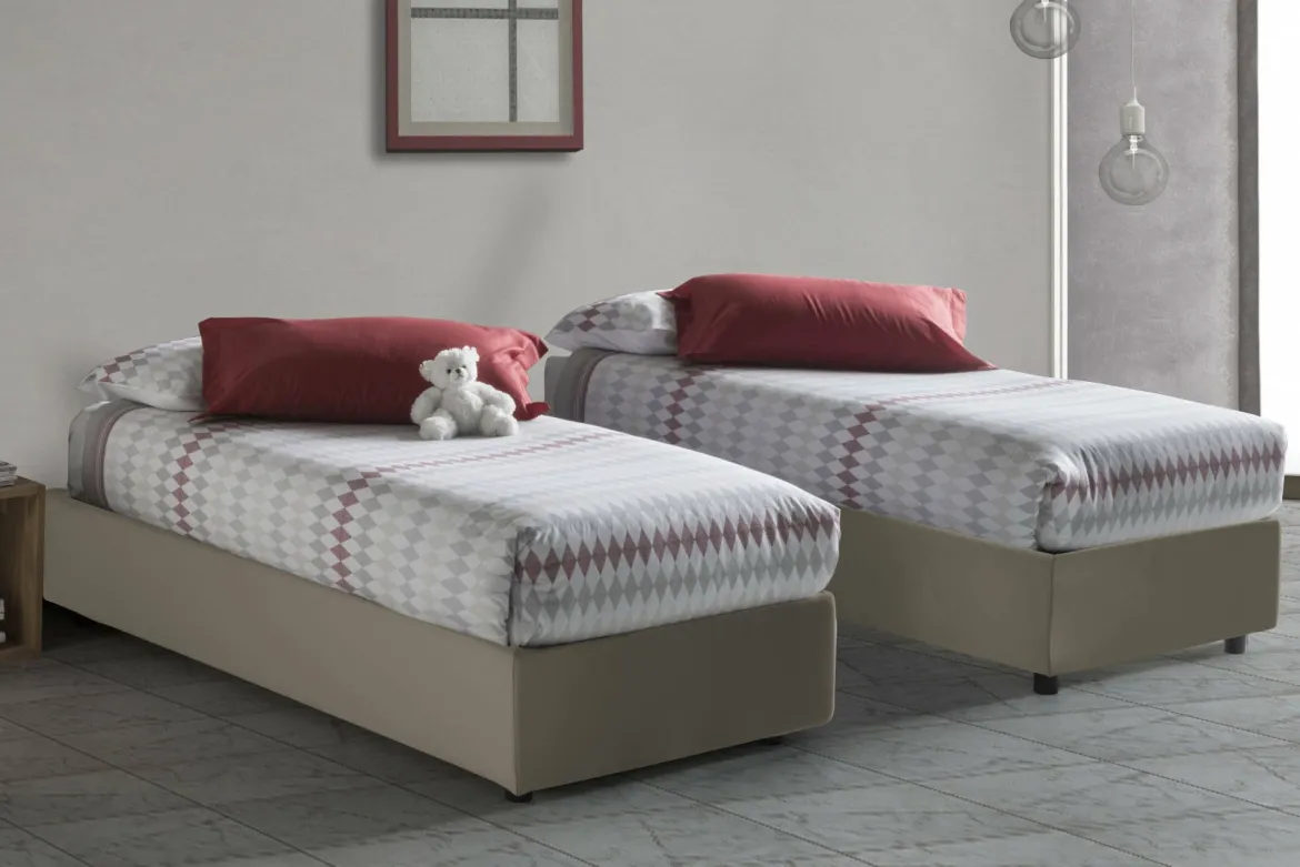 Letto una piazza contenitore tortora 95x215cm moderno - Ava