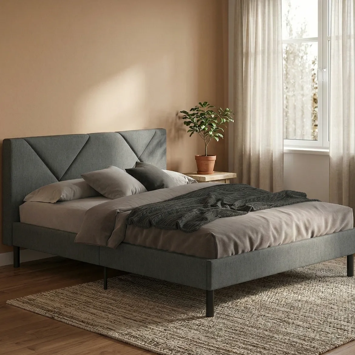 Letto una Piazza e Mezza 120x190 cm Imbottito Moderno Grigio con Rete a Doghe e Vano Testiera Salvaspazio 129x204x100h – Hemera
