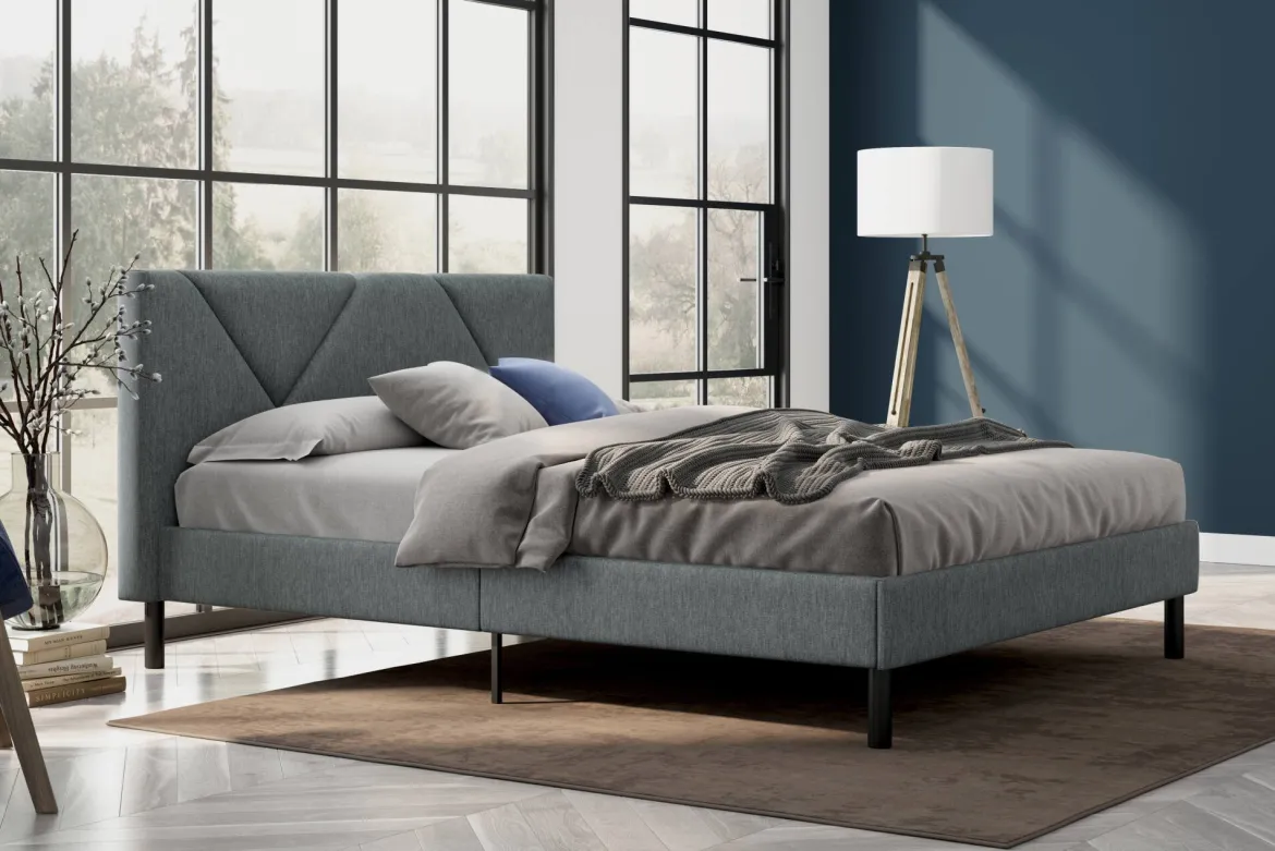 Letto una Piazza e Mezza 120x190 cm Imbottito Moderno Grigio con Rete a Doghe e Vano Testiera Salvaspazio 129x204x100h – Hemera