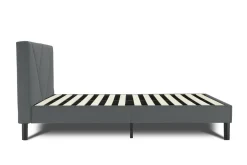 Letto una Piazza e Mezza 120x190 cm Imbottito Moderno Grigio con Rete a Doghe e Vano Testiera Salvaspazio 129x204x100h – Hemera