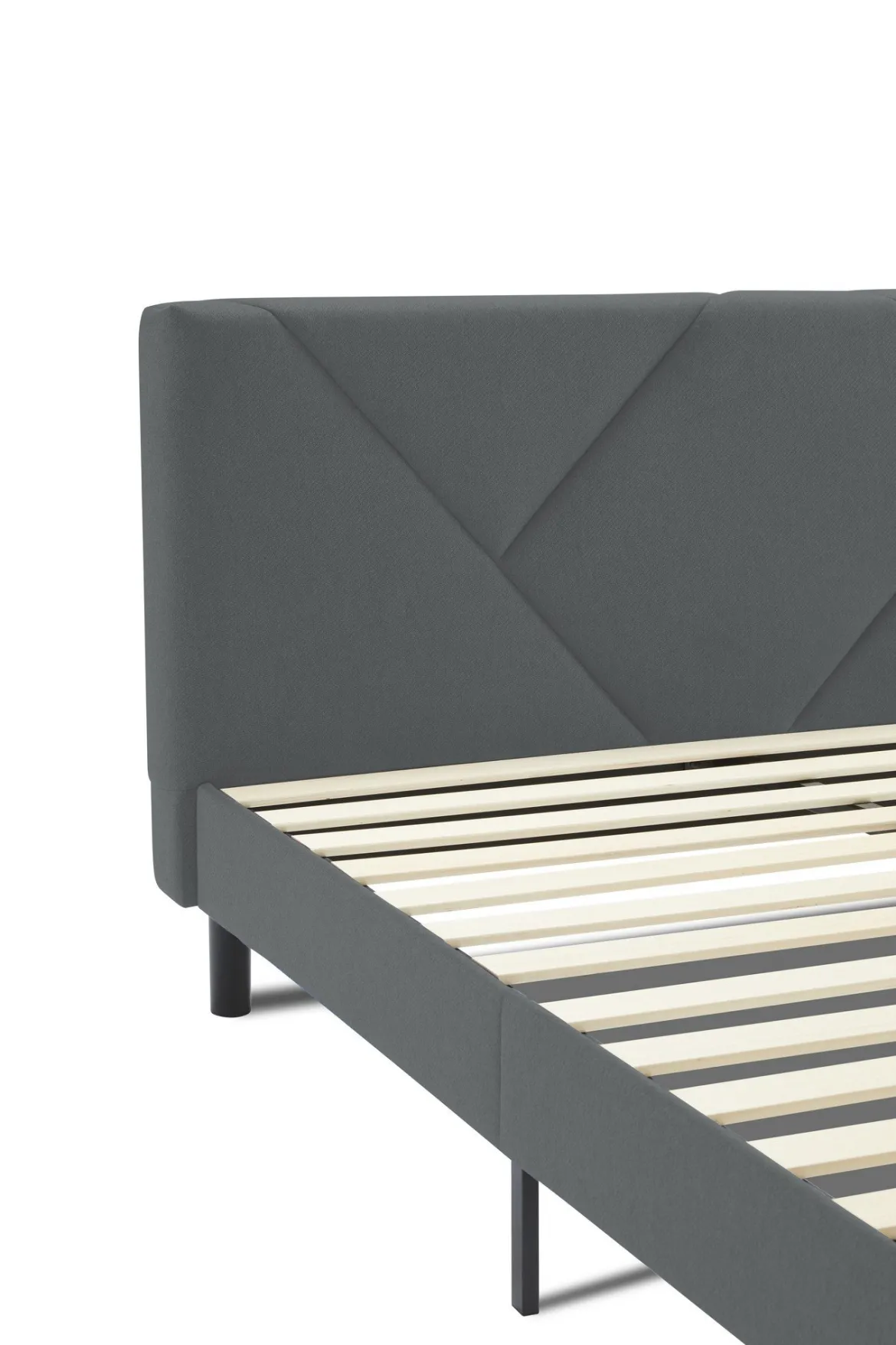 Letto una Piazza e Mezza 120x190 cm Imbottito Moderno Grigio con Rete a Doghe e Vano Testiera Salvaspazio 129x204x100h – Hemera