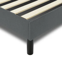 Letto una Piazza e Mezza 120x190 cm Imbottito Moderno Grigio con Rete a Doghe e Vano Testiera Salvaspazio 129x204x100h – Hemera
