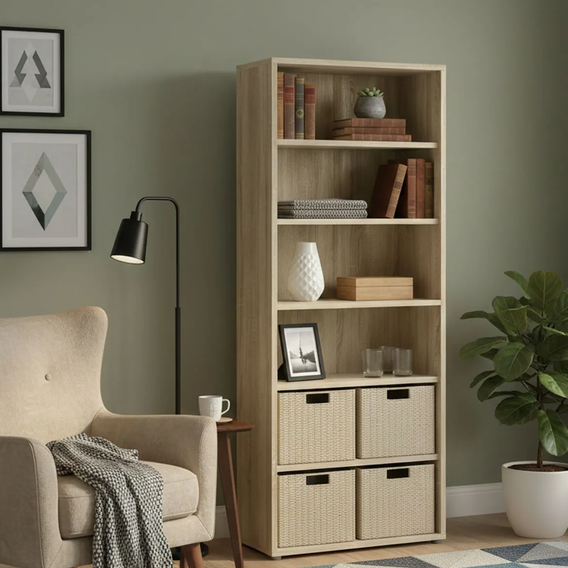 Libreria alta in legno 89x221h cm - Armon