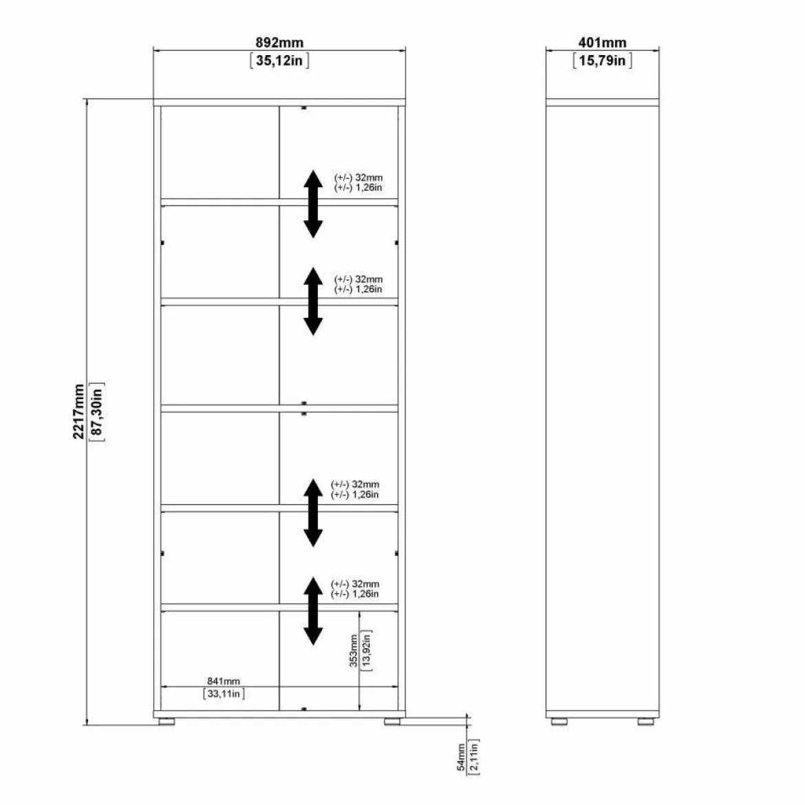 Libreria alta in legno 89x221h cm - Armon
