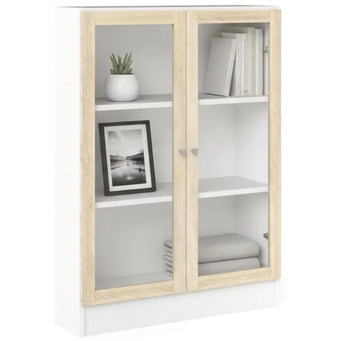Libreria 2 ante bianca e quercia 79x203h cm - Chedeng