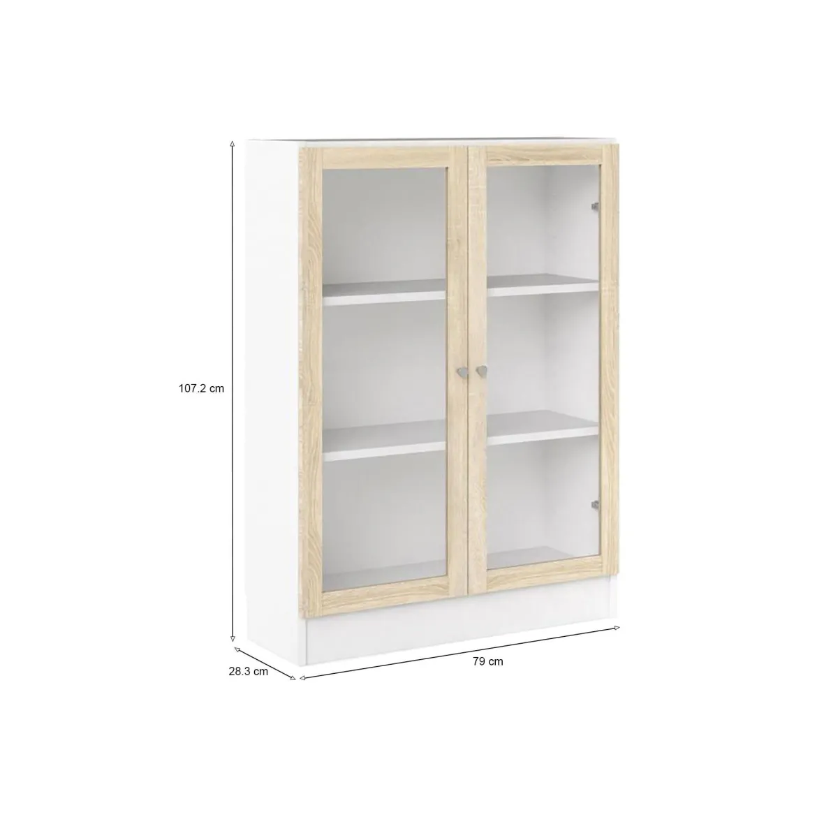 Libreria 2 ante bianca e quercia 79x203h cm - Chedeng