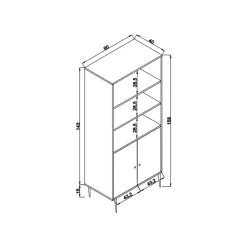 Libreria 2 ante quercia 90x110h cm - Suva