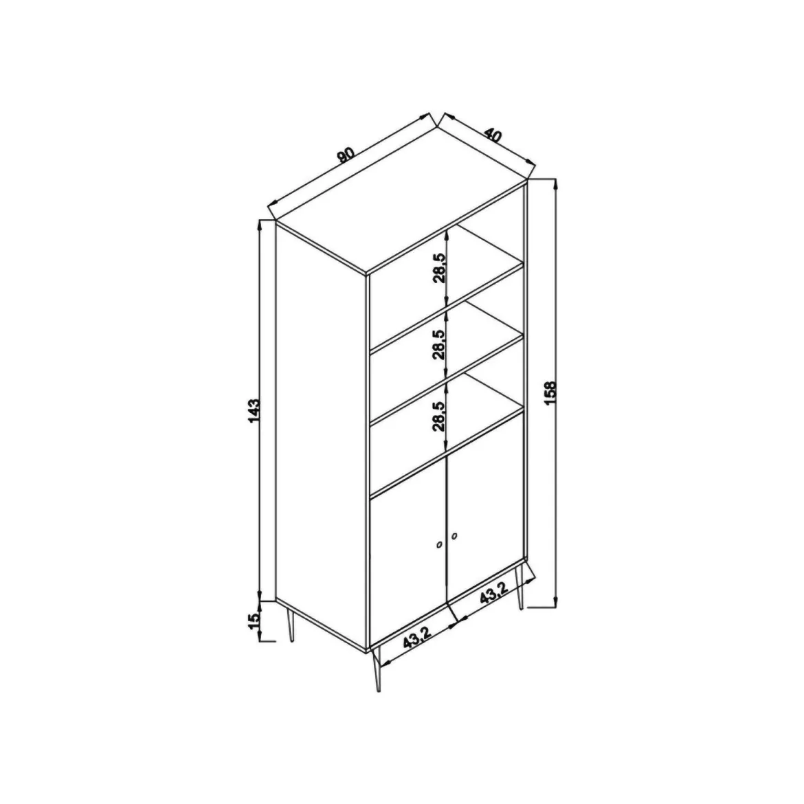 Libreria 2 ante quercia 90x110h cm - Suva