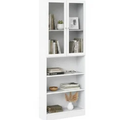 Libreria 2 ante vetro bianca 79x203h cm - Chedeng