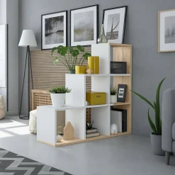 Libreria aperta bianca e rovere 108x110h cm - Abilu