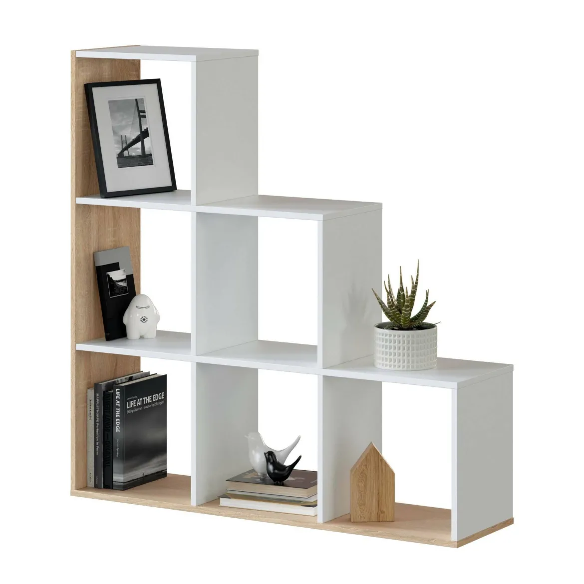 Libreria aperta bianca e rovere 108x110h cm - Abilu