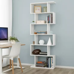 Libreria a zig zag bianca lucida 80x192h cm - Alowha