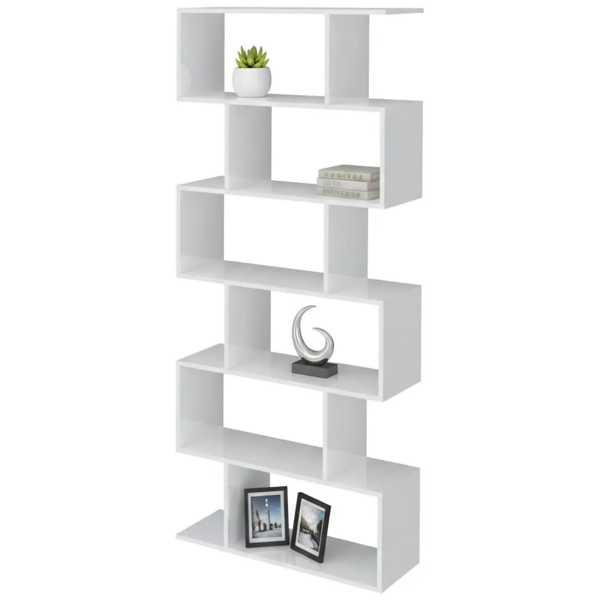 Libreria a zig zag bianca lucida 80x192h cm - Alowha