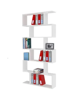 Libreria a zig zag bianca lucida 80x192h cm - Alowha